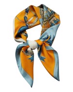 Tørklæde til håret eller hals, blå/orange - ekstra stort